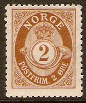 Norway 1909 2ore Brown. SG134.
