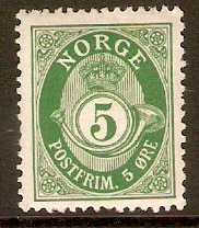 Norway 1909 5ore Green. SG136.