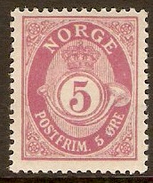 Norway 1909 5ore Magenta. SG137.