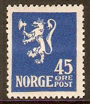 Norway 1922 45ore Blue. SG166.