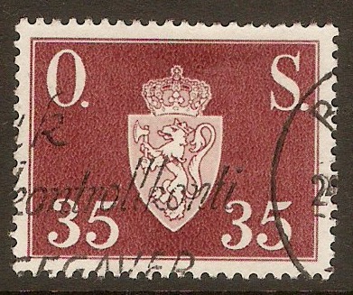 Norway 1951 35ore Red-brown - Official Stamp. SGO438.
