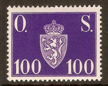 Norway 1951 100ore Bluish violet - Official Stamp. SGO440.