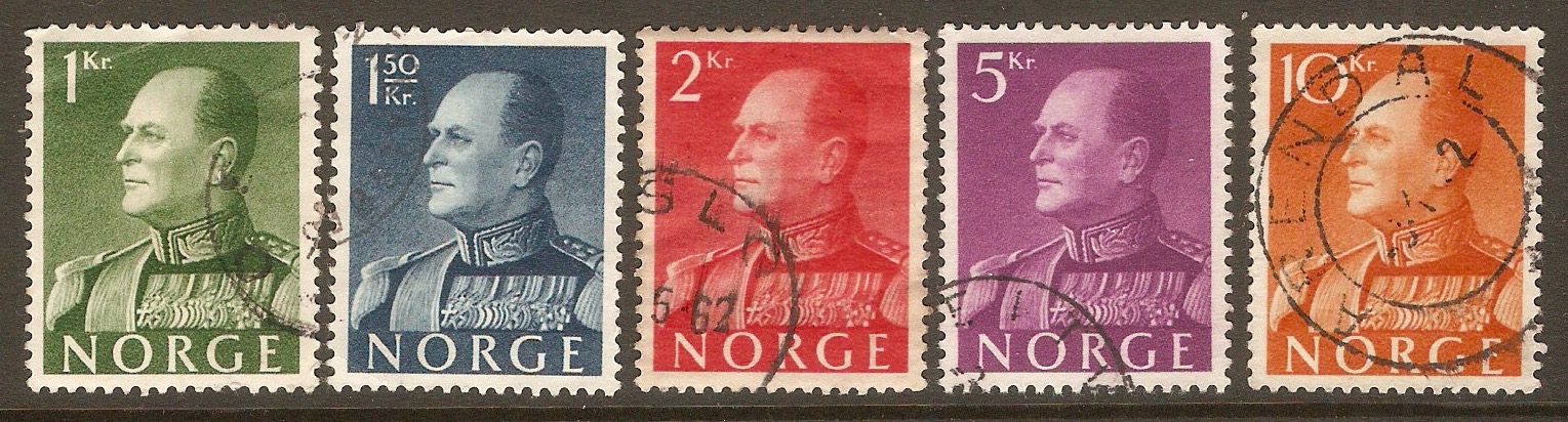 Norway 1959 King Olav V definitives set. SG485-SG489.