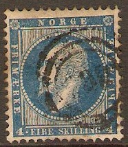 Norway 1856 4s blue. SG7.