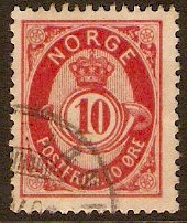 Norway 1877 10ore red. SG86a.
