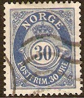 Norway 1893 30ore blue. SG149.
