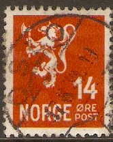 Norway 1926 14ore orange. SG187a.
