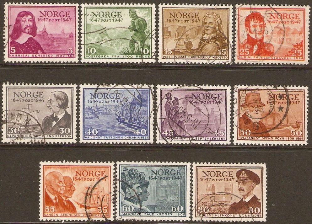 Norway 1947 Post Office Anniversary Set. SG384-SG394.