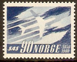 Norway 1961 SAS Airlines Anniversary Stamp. SG507.