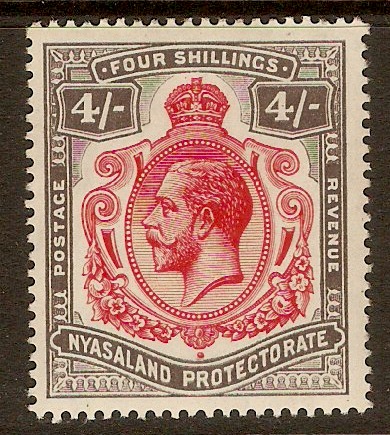 Nyasaland 1913 4s Carmine and black. SG95.