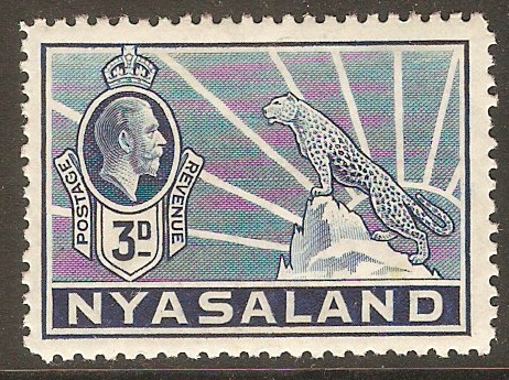 Nyasaland 1934 3d Blue. SG118.