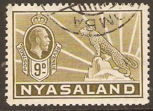Nyasaland 1934 9d Olive-bistre. SG121.