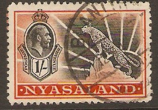 Nyasaland 1934 1s Black and orange. SG122.