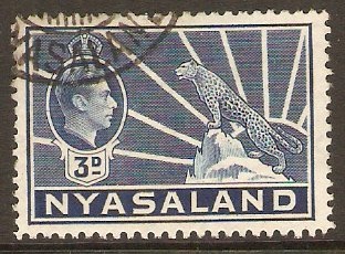 Nyasaland 1938 3d Blue. SG134.