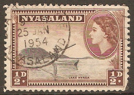 Nyasaland 1953 d Black & chocolate. SG173.