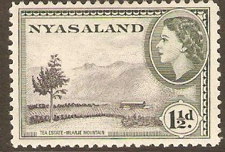 Nyasaland 1953 1d Black and deep grey-green. SG175. - Click Image to Close