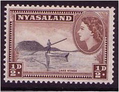 Nyasaland 1953 d Black and chocolate. SG173a.