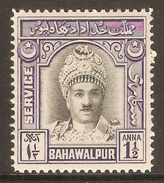 Bahawalpur 1945 1a Black and violet - Official stamp. SGO18.