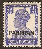 Pakistan 1947 3a Bright blue. SG8.