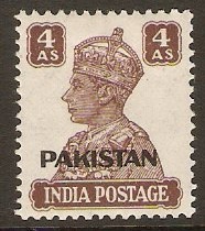 Pakistan 1947 4a brown. SG9.