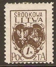 Central Lithuania 1920 1m Brown. SG21.