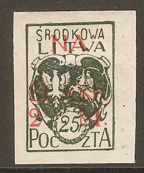 Central Lithuania 1921 25m +2m Green. SG24.
