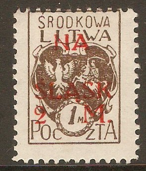 Central Lithuania 1921 1m +2m Brown. SG26.