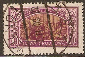 Central Lithuania 1921 10m Buff and purple. SG40.