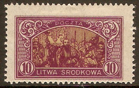 Central Lithuania 1921 10m Buff and purple. SG40. - Click Image to Close