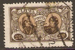 Central Lithuania 1921 20m Buff and brown. SG41.