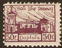 Central Lithuania 1921 50f Red. SGD23.