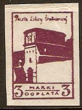 Central Lithuania 1921 3m Purple. SGD26.