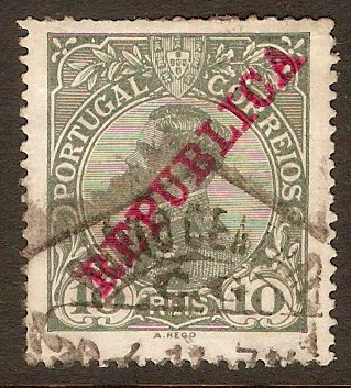 Portugal 1910 10r Grey-green. SG406. - Click Image to Close