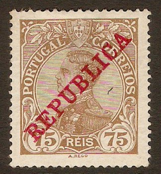 Portugal 1910 75r Yellow-brown. SG411.
