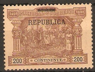 Portugal 1911 200r Brown on buff. SG451.