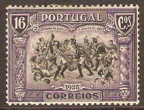 Portugal 1928 16c Purple Independence Series. SG786