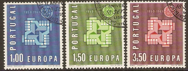 Portugal 1961 Europa Stamp Set. SG1193-SG1195.