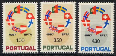 Portugal 1967 European Free Trade Association Set. SG1329-SG1331