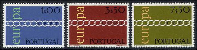 Portugal 1971 Europa Stamp Set. SG1413-SG1415.