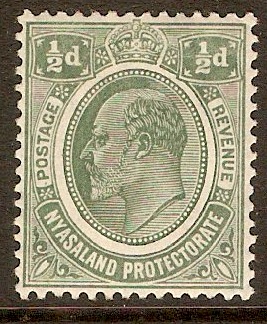 Nyasaland 1908 d Green. SG73.