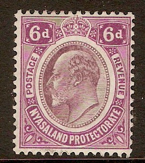 Nyasaland 1908 6d Dull purple and bright purple. SG77.