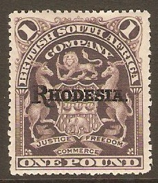 Rhodesia 1909 1 Grey-purple. SG113.