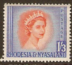 Rhodesia & Nyasaland 1954 1s.3d Red-orange and ultramarine. SG10