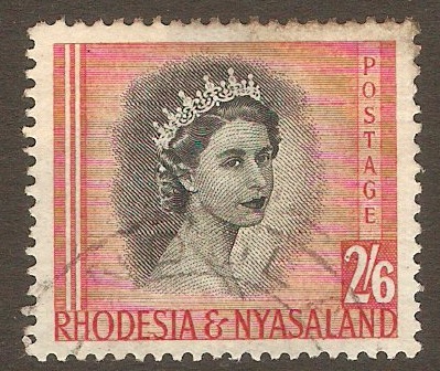 Rhodesia & Nyasaland 1954 2s.6d Black and rose-red. SG12.