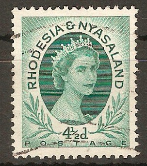 Rhodesia & Nyasaland 1954 4d Blue-green. SG6.