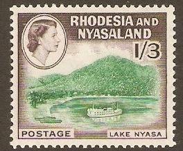 Rhodesia & Nyasaland 1959 1s.3d Emerald and dp chocolate. SG26.