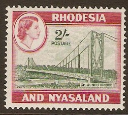 Rhodesia & Nyasaland 1959 2s Grey-green and carmine. SG27.