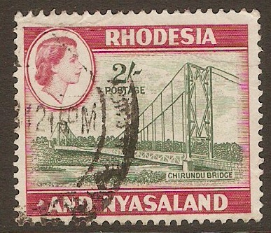 Rhodesia & Nyasaland 1959 2s Grey-green & carmine. SG27.