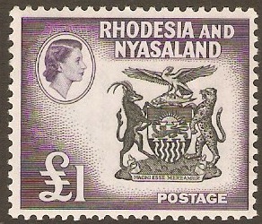 Rhodesia & Nyasaland 1959 1 Black and deep violet. SG31.