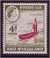 Rhodesia & Nyasaland 1959 4d Maroon and olive. SG23.